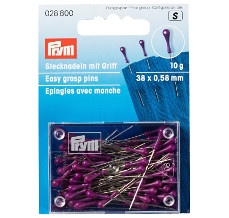 Prym Easy Grasp Pins 38 x 0.58mm Silver And Purple (Due Apr)