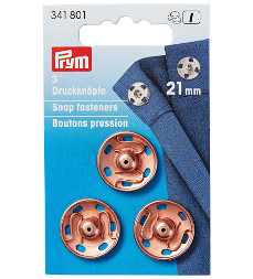 Prym Sew-On Snap Fastener 21 mm Rose Gold on Brass 3 Pieces