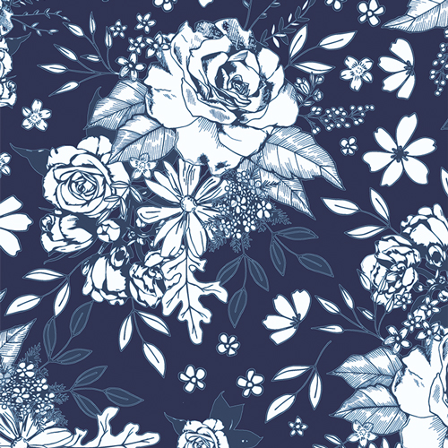 Floral Universe Midnight from True Blue by Maureen Cracknell for AGF