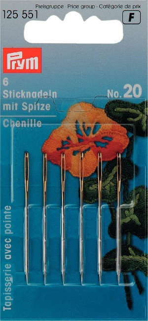 Prym Needles Chenille Sharp Point No.20 With 6pcs (Due Apr)
