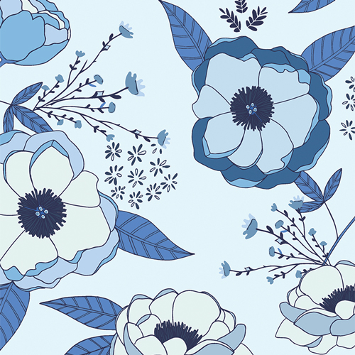 Sprinkled Peonies Azul from True Blue by Maureen Cracknell for AGF