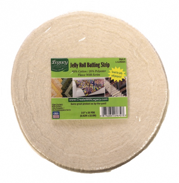 Legacy 80/20 Cotton Polyester Batting with Scrim 2.5in x 23m (25yds) Jelly Roll Strip
