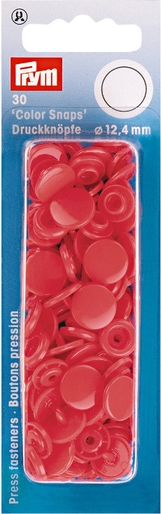 Prym Red Non-sew Colour Snaps - 12.4mm 30 Pieces