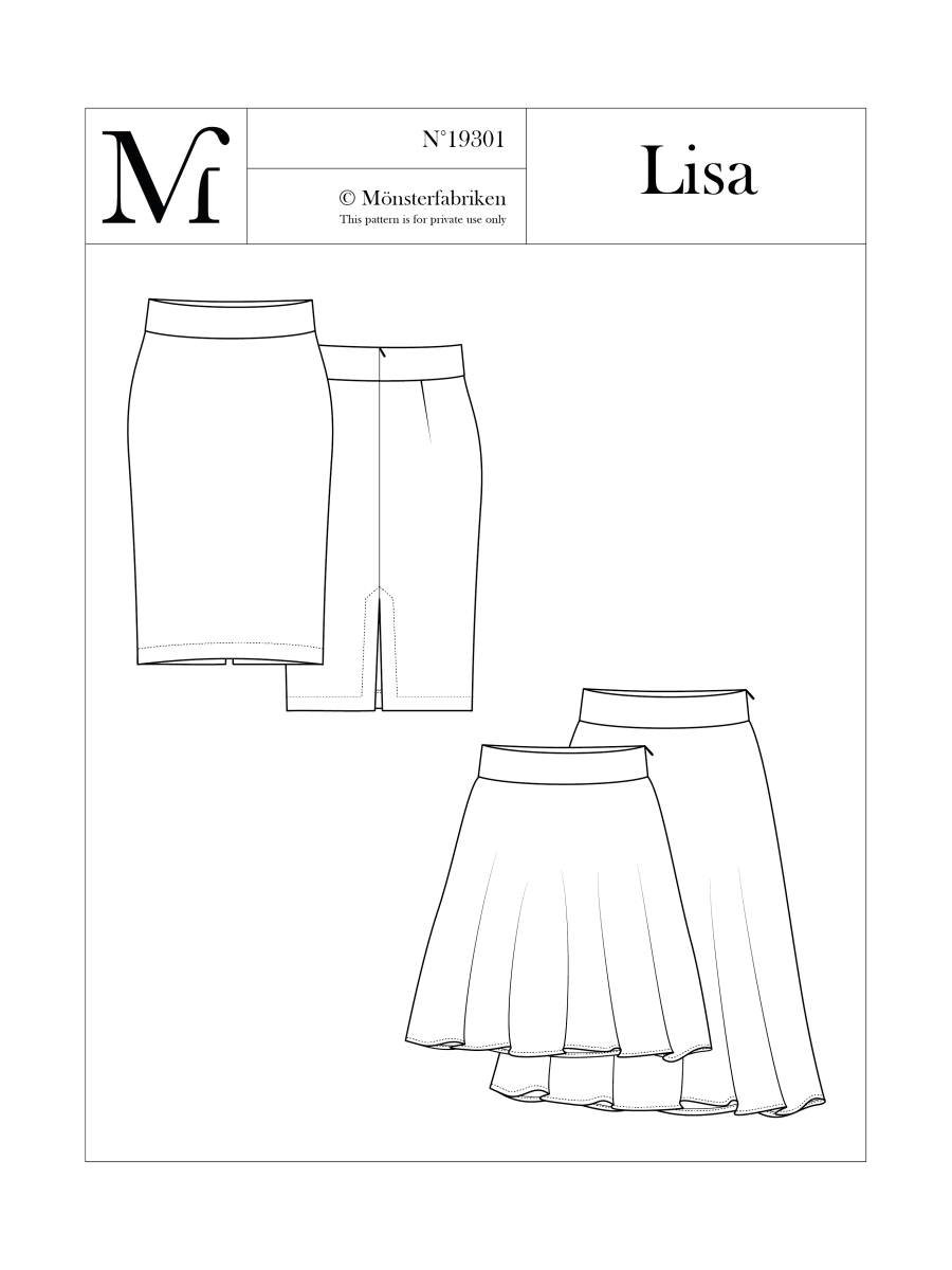 Lisa Skirt Pattern 90 - 106cm Hip by Monsterfabriken