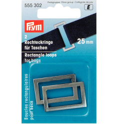 Prym Rectangle Bag Loops 25mm Antique Silver - 2 Pieces (Due May)