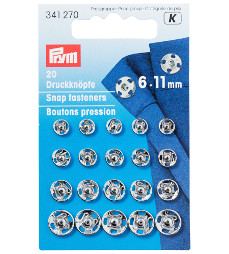 Prym Sew-On Snap Fasteners Assorted 6-11mm Silver Colour (Due Apr)