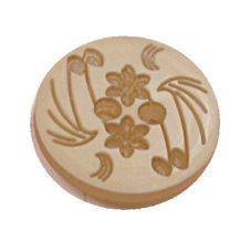 Acrylic Button 2 Hole Engraved 14mm Beige