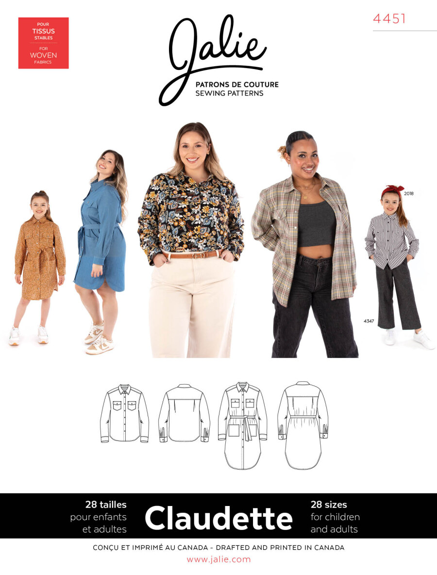 Claudette Shirt And Shirt Dress Pattern By Jalie (Due May)
