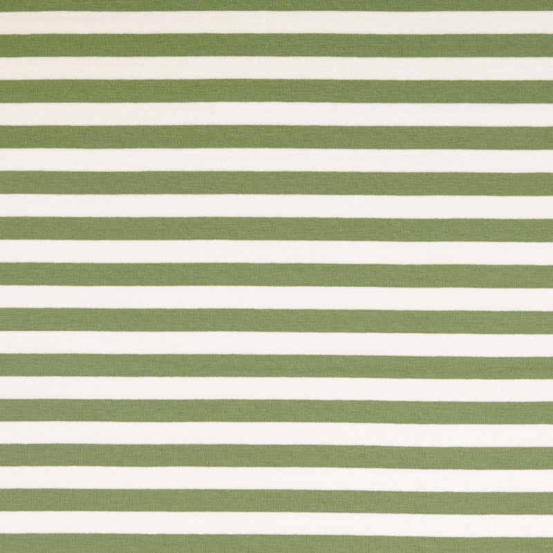 Malo Sage Green / White Yarn Dyed Striped French Terry Fabric (Due May)