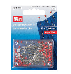 Prym Glass Headed Pins - Red - 35 X 0.40 Mm