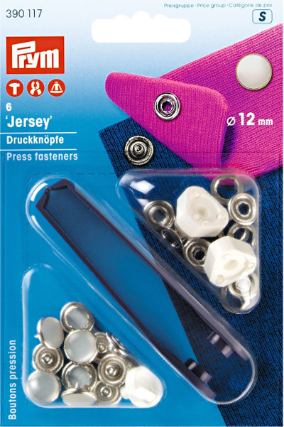 Prym Non-sew Press Fasteners Jersey 12mm Pearl Cap - 6 Pieces Brass Rustproof