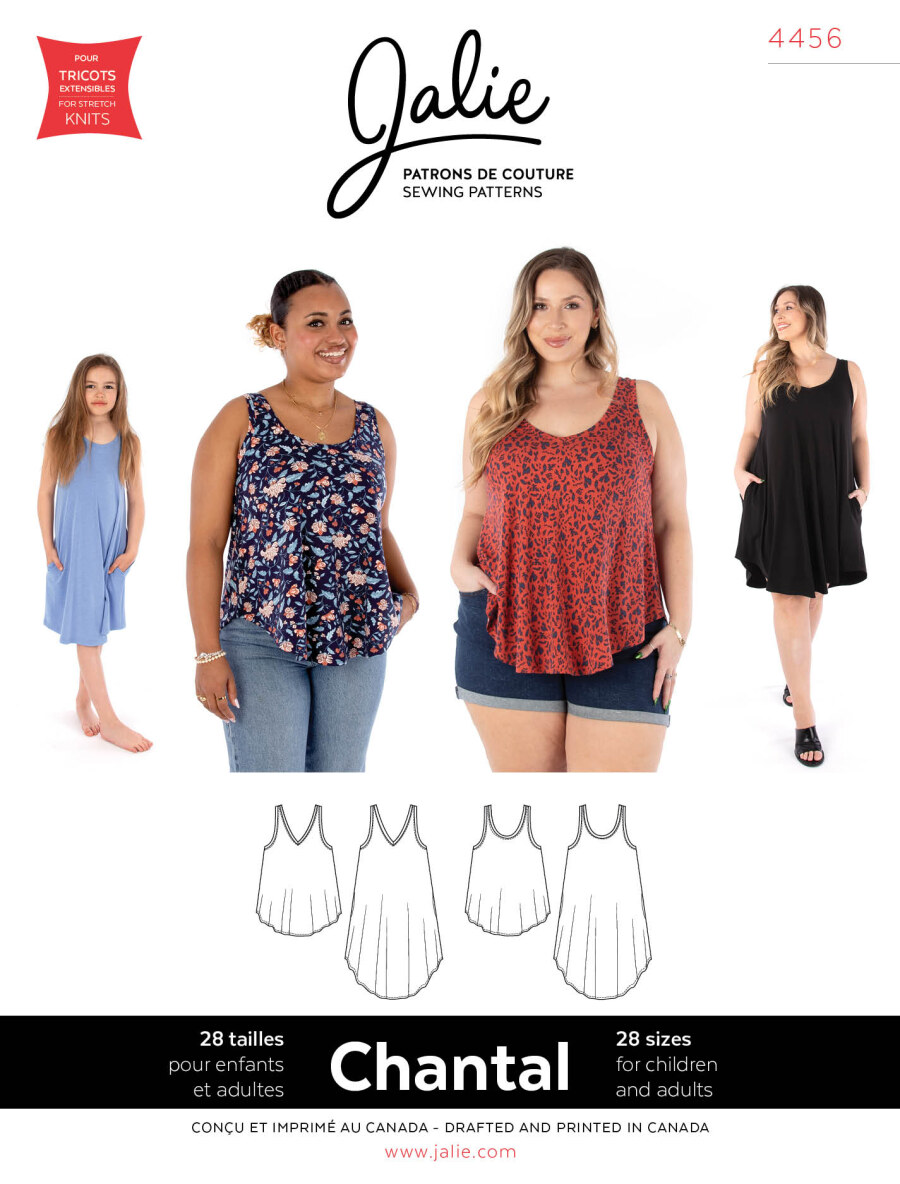 Chantal Swing Tank And Dress Pattern By Jalie (Due May)