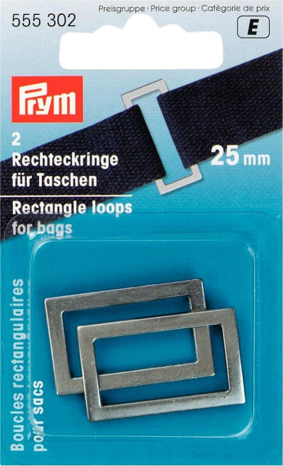 Prym Rectangle Bag Loops 25mm Antique Silver - 2 Pieces (Due Apr)
