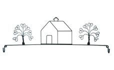 School House And Tree 22in Wire Hanger