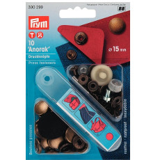 Prym Non-sew Fasteners 15mm Brass Antique Brass - 10 Pieces (Due May)