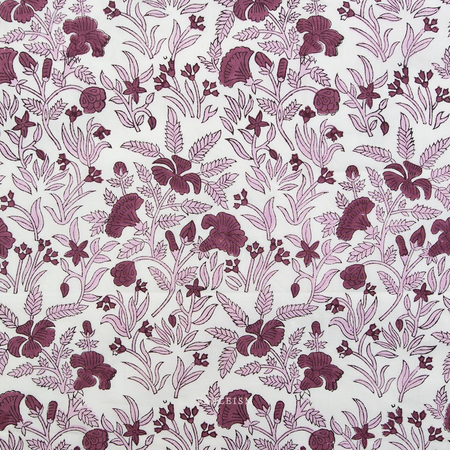Cozy Floral In Purple From Indian Block Prints Cottage By Fableism (Avail Apr)