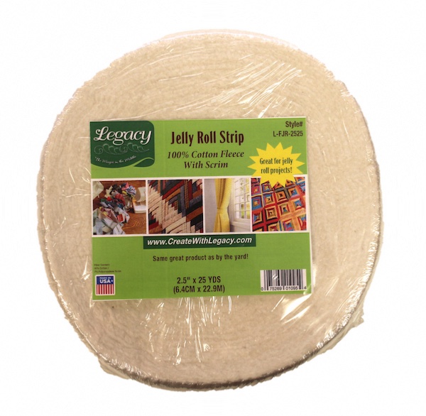 Legacy Natural Cotton Batting Needlepunched with Scrim - 2.25in x 23m (25yds) Jelly Roll Strip