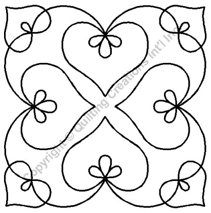 Bleeding Heart Quilting Stencil Size: 9in or 23cm