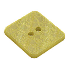 Acrylic Button 2 Hole Square Gloss Embossed 37mm Lime
