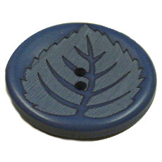 Acrylic Button 2 Hole Leaf Engraved 23mm Royal Blue