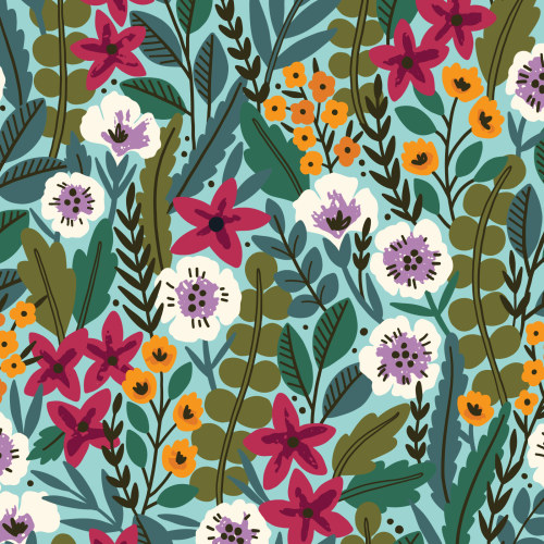Flower Meadows from Zebras by Maria Galybina For Cloud9 Fabricso