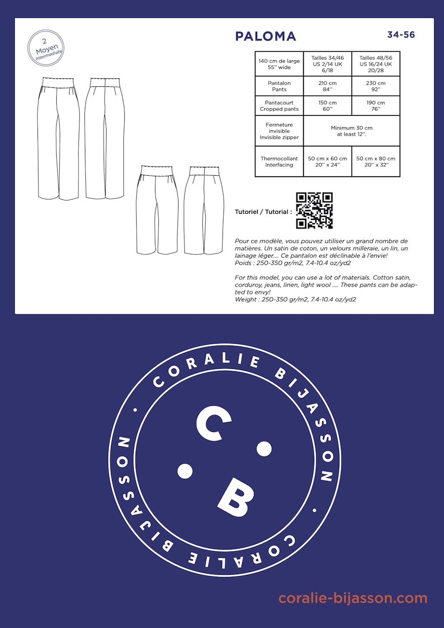 Paloma Pants And Cropped Pants Pattern By Coralie Bijasson