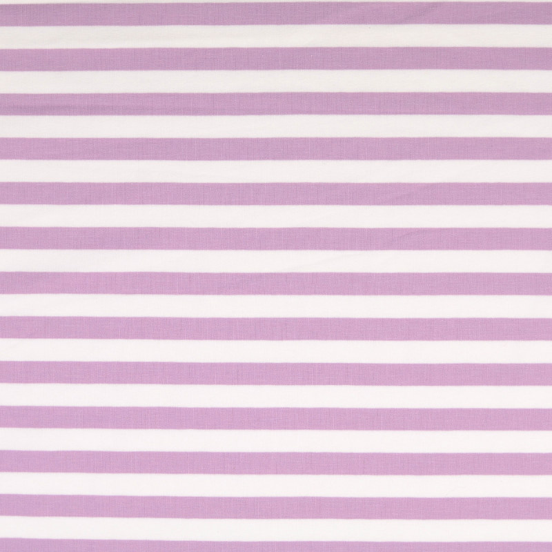 Malo Lavender / White Yarn Dyed Striped French Terry Fabric
