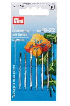 Prym Needles Chenille Sharp Point No.18-22 Assorted With 6pcs