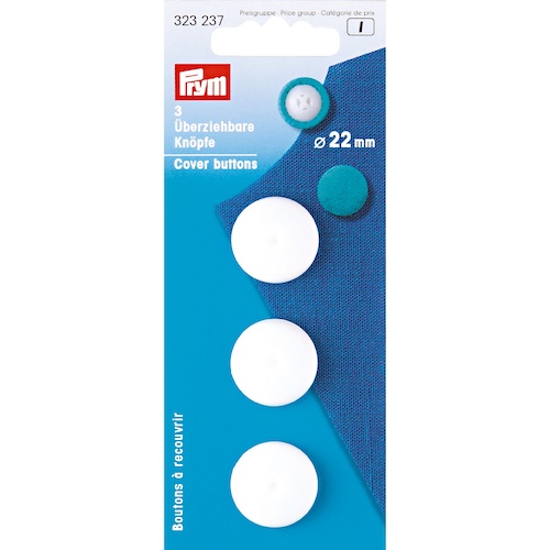 Prym Cover Buttons 29mm White Plastic - 50 Pieces