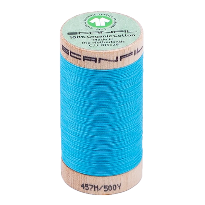 Blue Atoll 50/2 Weight Scanfil Organic Thread 457 Metres (500 Yards)