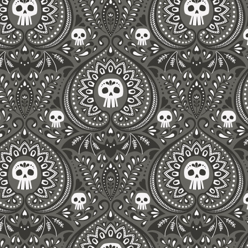 Gothic Paisley from Gothic Whimsy in Dark Gray by Anequ Studio for Cloud9 Fabrics