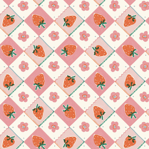 Strawberry Jam from Happy Homestead in Pink/Orange for Cloud9 Fabrics