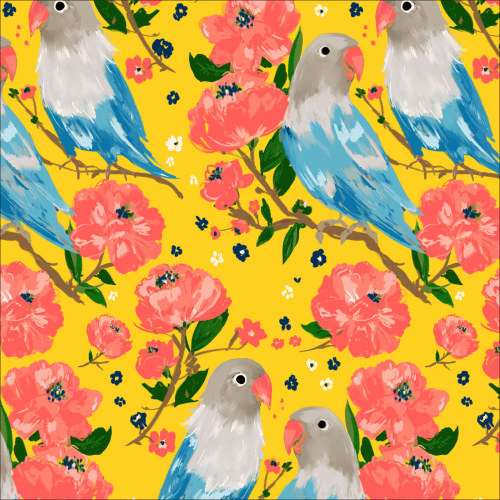 Love Birds From Sweet Beauties In Cotton Laminate by Cloud9 Fabrics (Due Dec)