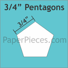 0.75 Inch Pentagons 100 Pieces - Paper Piecing