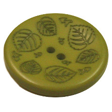 Acrylic Button 2 Hole Mini Leaves Engraved 23mm Grass Green
