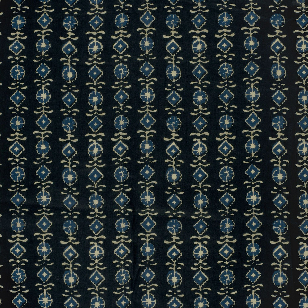 Indigo Abstract Indian Block Print In Cotton By Modelo Fabrics