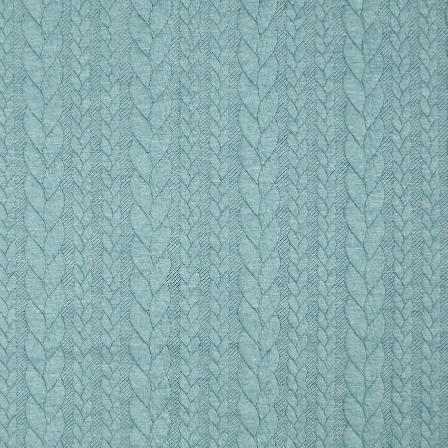 Aqua Heathered Cable Jacquard Knit from Barso by Modelo Fabrics (Due Dec)