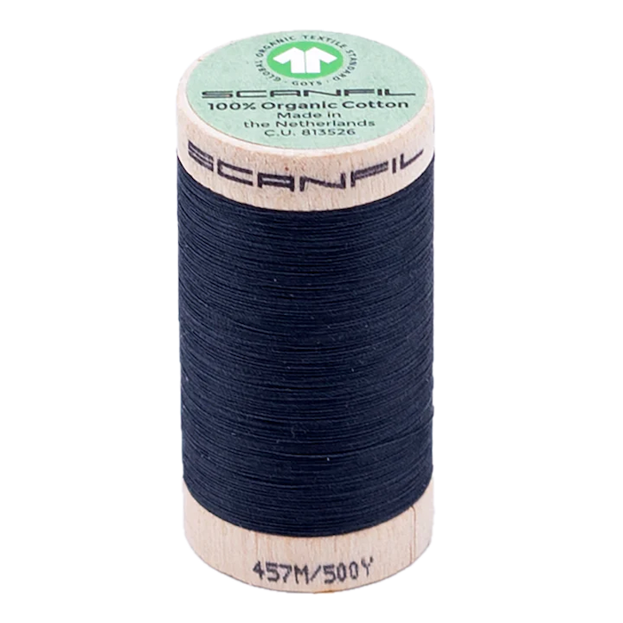 Midnight Navy 50/2 Weight Scanfil Organic Thread 457 Metres (500 Yards)