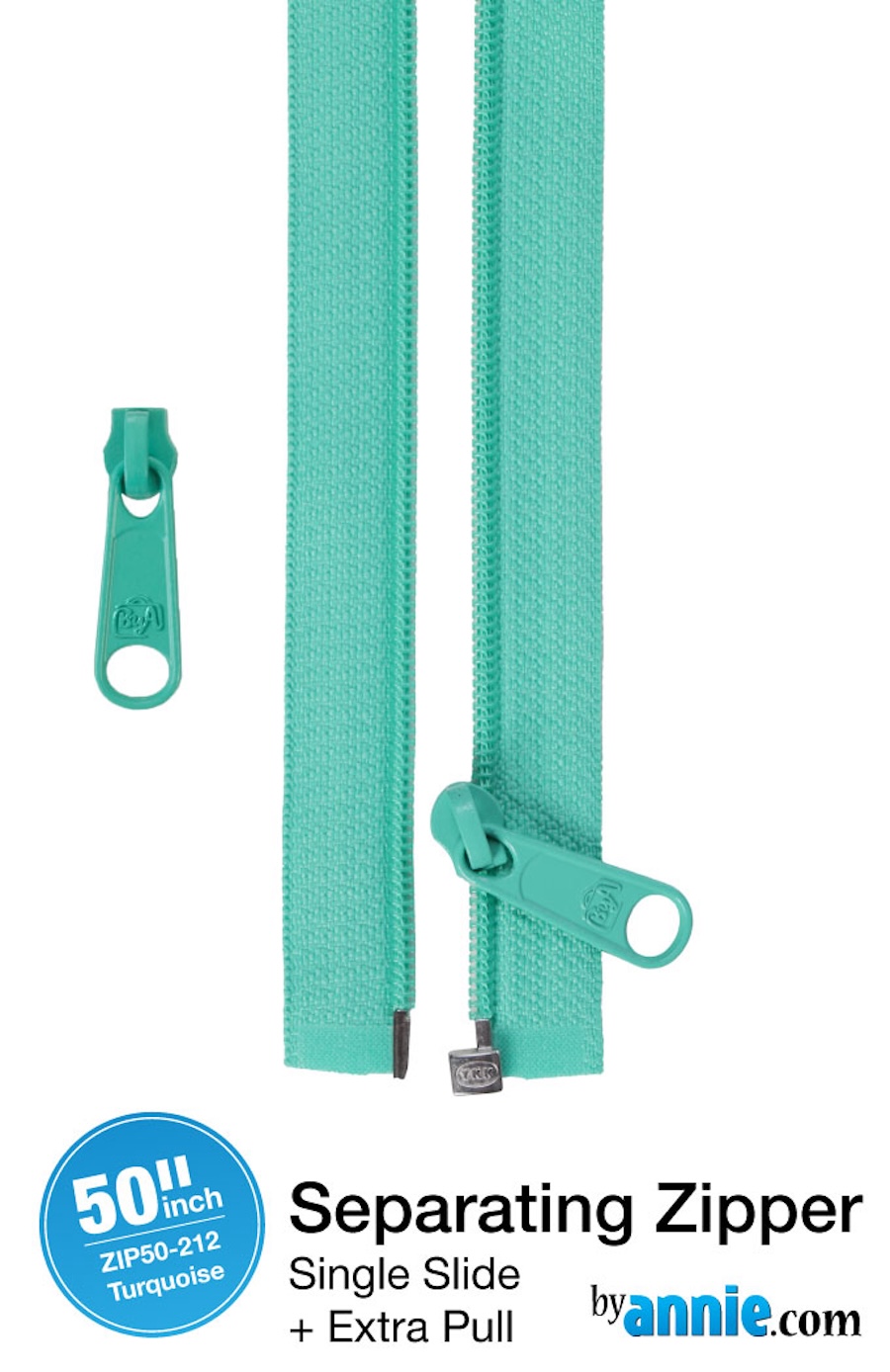 Double Slide Bag Zipper 50in Turquoise Green From Byannie
