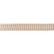 Taupe Gingham Ribbon - 15mm X 47.5m