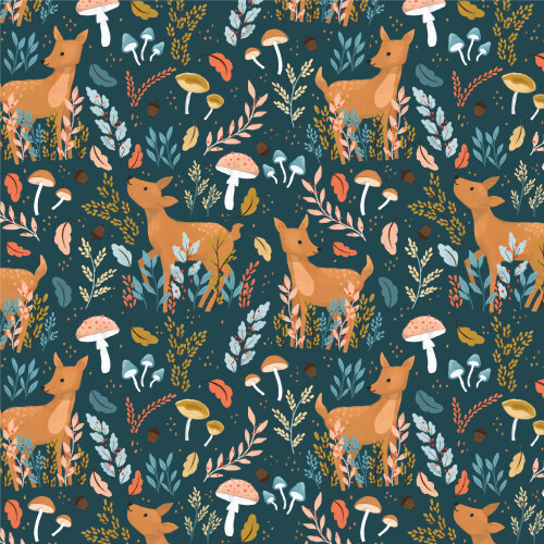 Dancing Deer From Woodland Creatures By Dominika Godette For Cloud9 Fabrics (Due Jun)