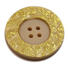 Acrylic Button 4 Hole Metallic 38mm Yellow / Gold