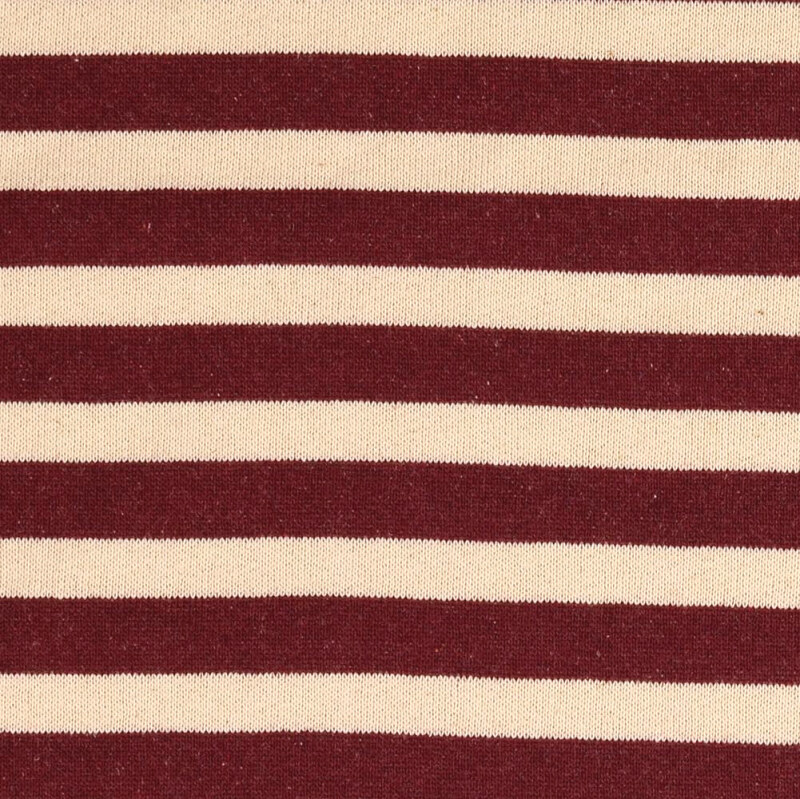 Brick Red / Cream Yarn Dyed Stripe Brushed Backed Sweatshirt From Cody By Modelo Fabrics