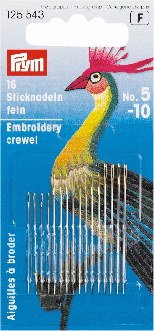 Prym Fine Crewel Needles Ht 5-10 Assorted With 16pcs (Due May)