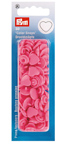 Prym Pink Heart Non-sew Colour Snaps - 12.4mm 30 Pieces