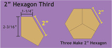 2 Inch Hexagon Thirds 39 Pieces - Paper Piecing
