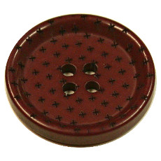Acrylic Button 4 Hole Ridge Edge Cross Engraved 18mm Chocolate