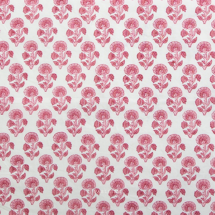 Stamp Floral In Pink From Indian Block Prints Cottage By Fableism (Avail Apr)