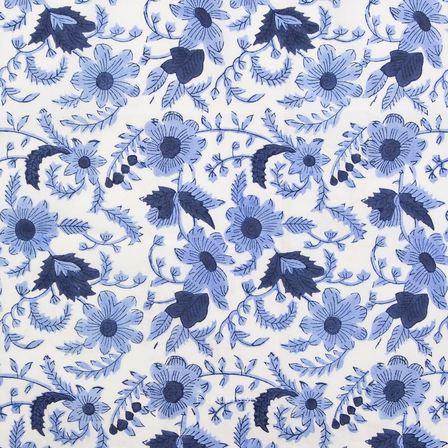 Country Floral In Blue From Indian Block Prints Cottage By Fableism (Avail Apr)