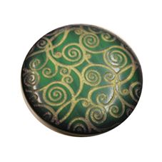 Acrylic Shank Button Gold Embossed 23mm Emerald